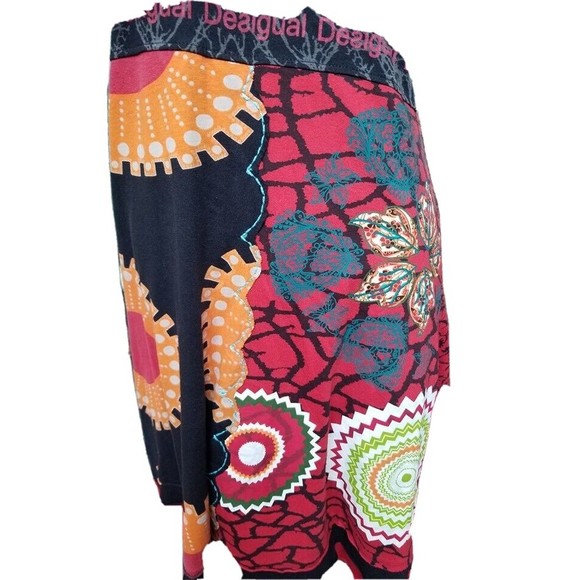 Desigual Designer Dress Hippie Boho Deep V Front and Back Art-To-Wear Size Med - Picture 4 of 11